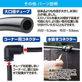 ミストdeクールシャワー ミストノズル 10個 ホース15m 熱中症 猛暑